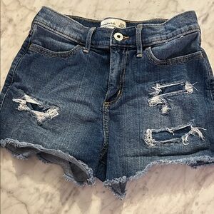 Abercrombie & Fitch Ripped Blue Jean Shorts